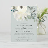 GRAY IVORY WHITE FLORA WATERVERF COUPLY SHOWER KAART (Staand voorkant)