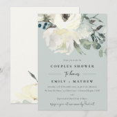 GRAY IVORY WHITE FLORA WATERVERF COUPLY SHOWER KAART (Voorkant / Achterkant)