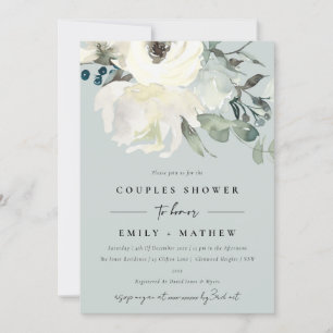 GRAY IVORY WHITE FLORA WATERVERF COUPLY SHOWER KAART