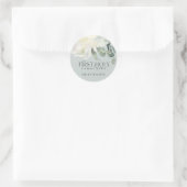 GRAY IVORY WHITE FLORAL AQUA FIRST HOLY COMMUNION RONDE STICKER (Tas)
