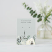 GRAY IVORY WHITE FLORAL BUNCH EARRING DISPLAY VISITEKAARTJE (Staand voorkant)