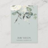 GRAY IVORY WHITE FLORAL BUNCH EARRING DISPLAY VISITEKAARTJE (Voorkant)