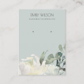 GRAY IVORY WHITE FLORAL BUNCH EARRING DISPLAY VISITEKAARTJE (Voorkant)