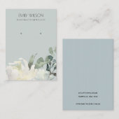 GRAY IVORY WHITE FLORAL BUNCH EARRING DISPLAY VISITEKAARTJE (Voorkant / Achterkant)