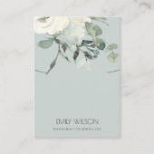 GRAY IVORY WHITE FLORAL BUNCH KETTING DISPLAY VISITEKAARTJE (Voorkant)