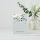GRAY IVORY WHITE FLORAL BUNCH KETTING DISPLAY VISITEKAARTJE (Staand voorkant)