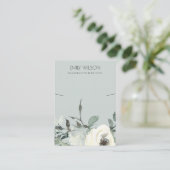 GRAY IVORY WHITE FLORAL BUNCH KETTING DISPLAY VISITEKAARTJE (Staand voorkant)