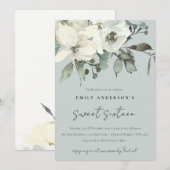 GRAY IVORY WHITE FLORAL BUNCH SWEET 16 BIRTHDAY KAART (Voorkant / Achterkant)