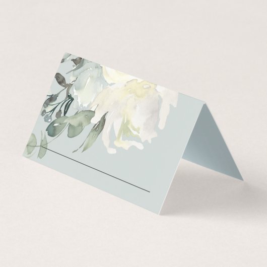 GRAY IVORY WHITE FLORAL BUNCH WEDDING PLACE CARDS KAART (Voorkant)