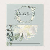 GRAY IVORY WHITE FLORAL BUNCH WEDDING PLACE CARDS KAART (Buitenkant ongevouwen)