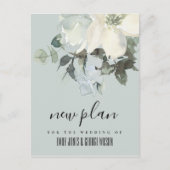 GRAY IVORY WHITE FLORAL BUNCH WEDING NEW PLAN AANKONDIGINGSKAART (Voorkant)