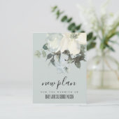 GRAY IVORY WHITE FLORAL BUNCH WEDING NEW PLAN AANKONDIGINGSKAART (Staand voorkant)