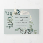 GRAY IVORY WHITE FLORAL WATERVERF BUNCH WEDING DRIELUIK UITNODIGING (Cover)