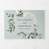 GRAY IVORY WHITE FLORAL WATERVERF BUNCH WEDING DRIELUIK UITNODIGING (Cover)