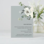 GRAY IVORY WHITE PEONY WATERVERF BUNCH RECEPT RSVP KAARTJE (Staand voorkant)
