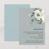 GRAY IVORY WHITE PEONY WATERVERF BUNCH RECEPT RSVP KAARTJE (Voorkant / Achterkant)