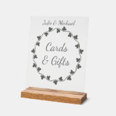 Gray Ivy Wreath Wedding Cards and Gifts Acryl Bord (Hoek)