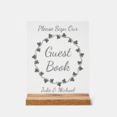 Gray Ivy Wreath Wedding Guest Book Acryl Bord (Voorkant)