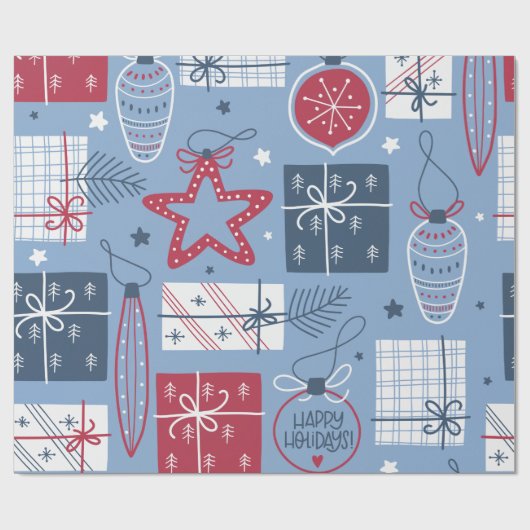 Gray kerstdecorptiepatroon ompakken papier (Vlak)