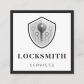 Gray Key Logo Locksmith Services Social Media Bold Vierkante Visitekaartje (Voorkant)