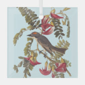 Gray Kingbird Audubon Bird on Flowering Tree Glas Ornament (Voorkant)