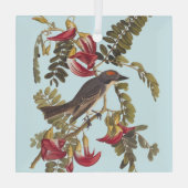 Gray Kingbird Audubon Bird on Flowering Tree Glas Ornament (Achterkant)