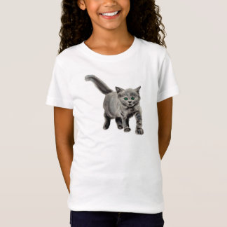 Gray Kitty Cat Kinder Cute T-Shirt houtskool
