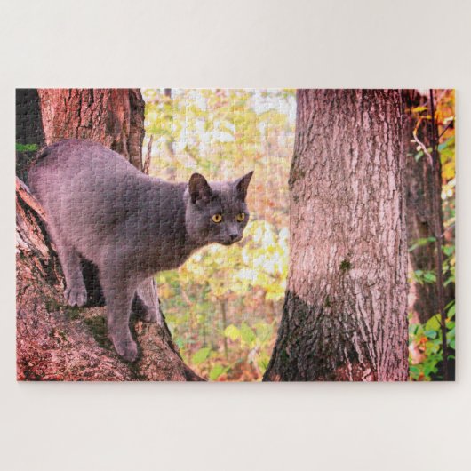 Gray Kitty Cat Ontworpen Legpuzzel (Horizontaal)