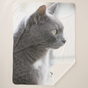 Gray Kitty Cat Sherpa Deken