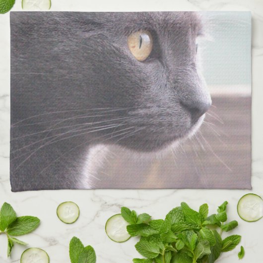 Gray Kitty Cat Theedoek (Gevouwen)