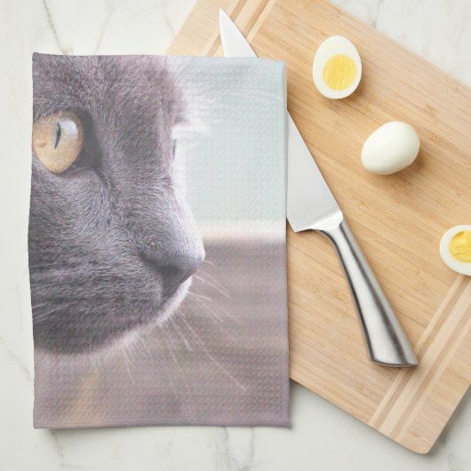 Gray Kitty Cat Theedoek (Quarter Fold)