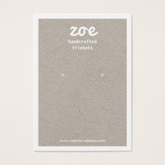 Gray Kraft Earring Display Card Visitekaartje (Voorkant)