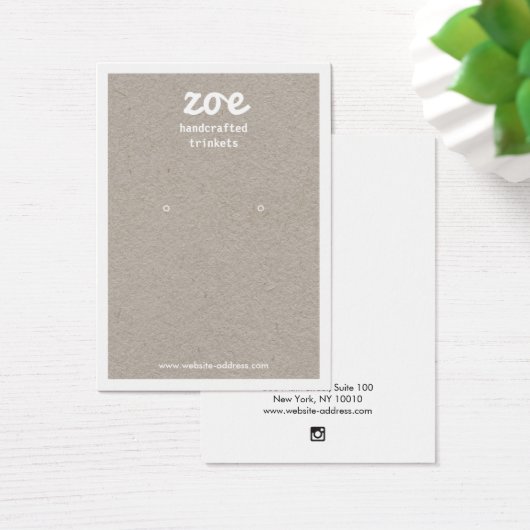 Gray Kraft Earring Display Card Visitekaartje (Bureau)