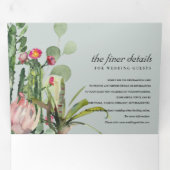 GRAY KRAFT FLORAL CACTI FOLIAGE WATERVERF WEDDING DRIELUIK UITNODIGING (Binnenzijde eerst)
