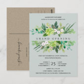 GRAY KRAFT FOLIAGE LIJST GRAND OPENING CEREMONY BRIEFKAART (Voorkant / Achterkant)