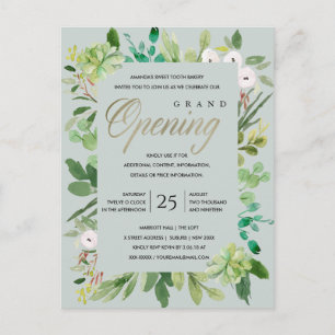 GRAY KRAFT FOLIAGE LIJST GRAND OPENING CEREMONY BRIEFKAART
