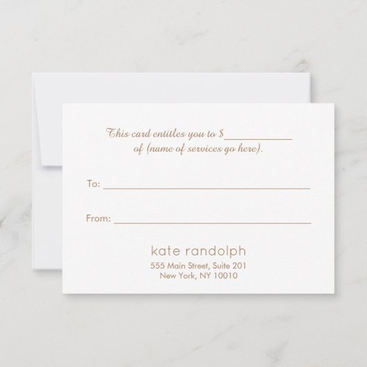 Gray Kraft Holiday Cadeaucertificaat (Achterkant)