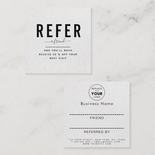 Gray Kraft Paper Modern minimalist toevoegen Logo Aanbevelingskaartje (Voorkant / Achterkant)