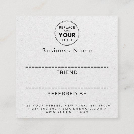 Gray Kraft Paper Modern minimalist toevoegen Logo Aanbevelingskaartje (Achterkant)
