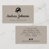 Gray Kraft Paper Riding Instructor voor paardenHoe Visitekaartje (Voorkant / Achterkant)