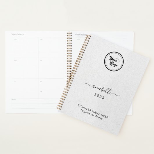 Gray Kraft Style Name Year Custom Business Logo Planner (Display)