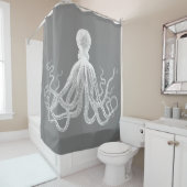 Gray Kraken Octopus Douchegordijn (In situ)