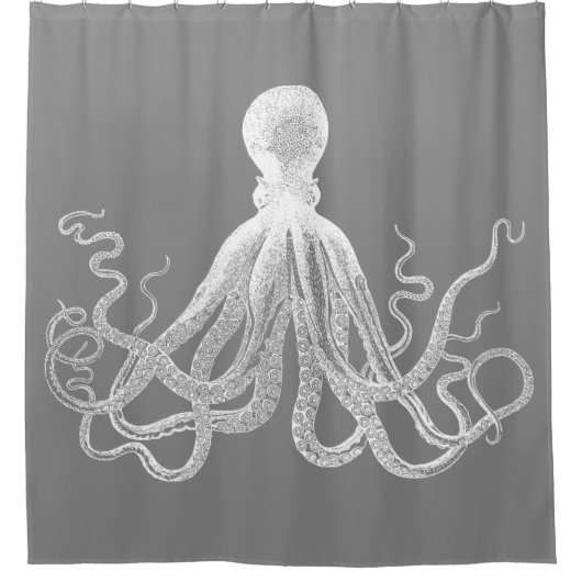 Gray Kraken Octopus Douchegordijn (Voorkant)