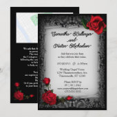Gray Lace en Rozen Parchment Gothic Wedding Kaart (Voorkant / Achterkant)