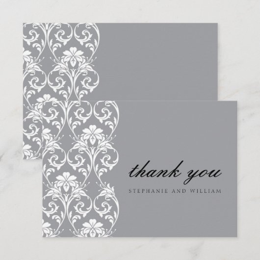 Gray Lace Weddenschap Hartelijk dank Bedankkaart (Voorkant / Achterkant)