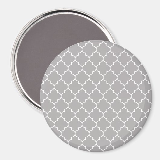 Gray Latticework, Quatrefoil, Marokkaanse Trellis Magneet (Voorkant / Achterkant)