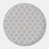 Gray Latticework, Quatrefoil, Marokkaanse Trellis Magneet (Voorkant)