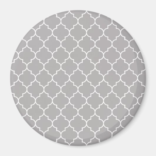 Gray Latticework, Quatrefoil, Marokkaanse Trellis Magneet (Voorkant)