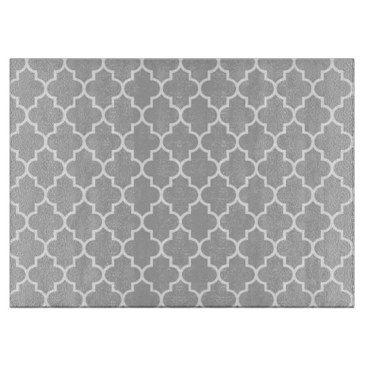 Gray Latticework, Quatrefoil, Marokkaanse Trellis Snijplank (Voorkant)