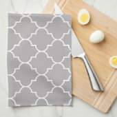 Gray Latticework, Quatrefoil, Marokkaanse Trellis Theedoek (Quarter Fold)